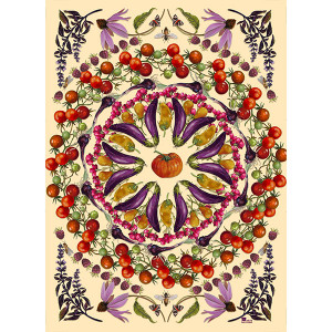 Aubergine and tomatotea-towel