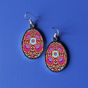 Embroidered shawl earrings