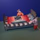 Kit for folk style minature bed for mice - red