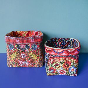 Sewing Kit 2 Velvet Storage Baskets Murano