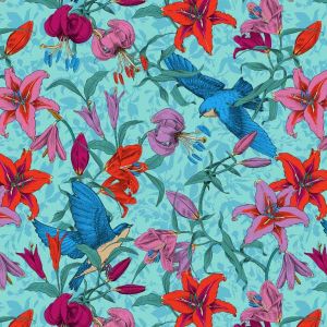 Velours Le bal des hiroldelles bleu