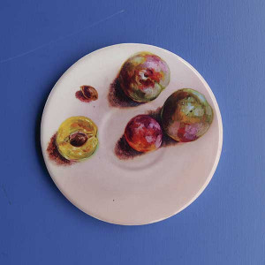 plums ceramic coaster