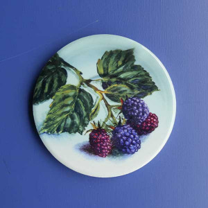 plums ceramic coaster