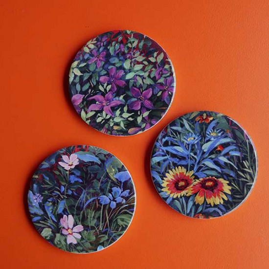 3 Sous-verres "Fleurs champêtres"