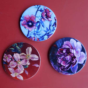 3 Sous-verres "Fleurs classiques"
