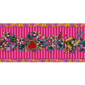 Bordure velours Tatoo rose