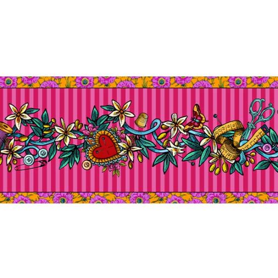 Bordure velours Tatoo rose
