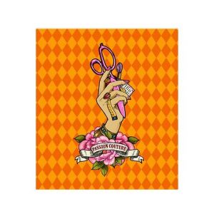 Mini étiquette velours La main de la couturière orange