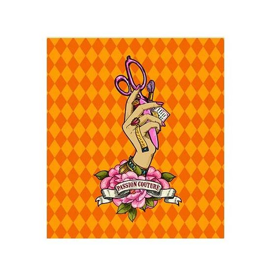 Mini étiquette velours La main de la couturière orange