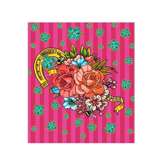 Mini étiquette velours Porte bonheur rose