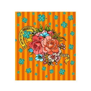 Mini étiquette velours Porte bonheur orange