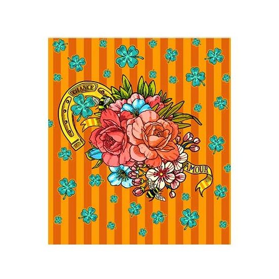 Mini étiquette velours Porte bonheur orange