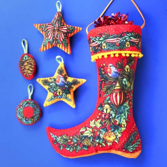 Botte et décorations de Noël Rouge Gorge