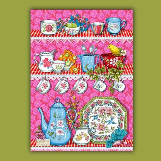 Torchon Vaisselle ancienne rose