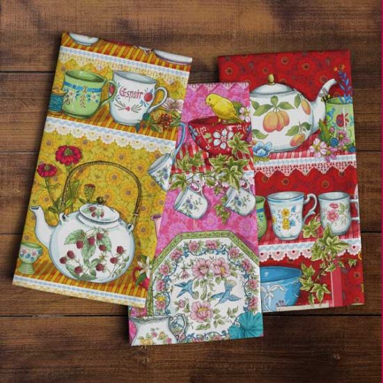 Pack of 3 Vintage Crockery tea-towels
