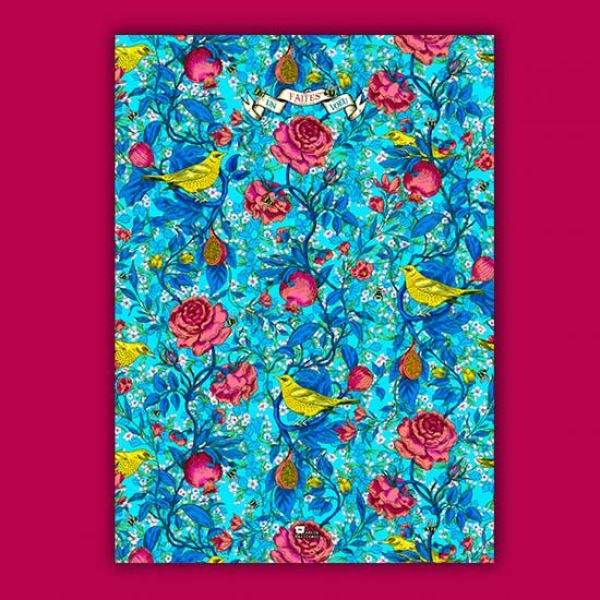 Bewilder Wood tea-towel blue