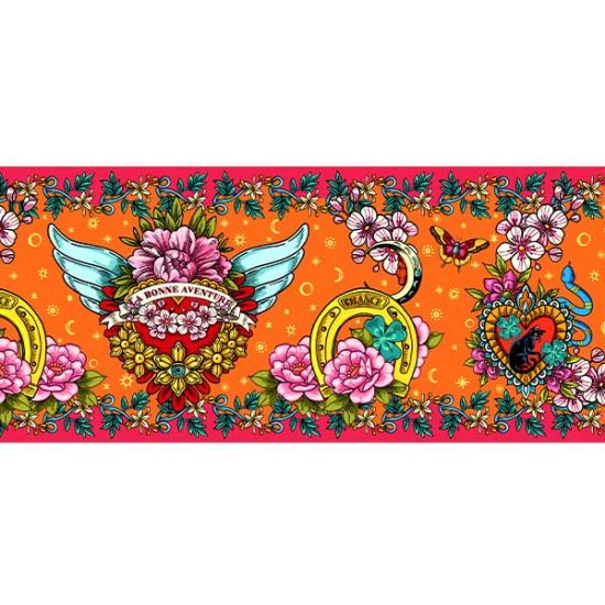 Bordure velours Amulettes orange