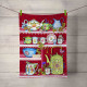 Vintage crockery tea-towel red