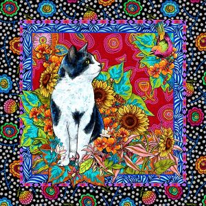 Velvet Panel - Cat black and white