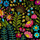 Velvet enbroidered garden black