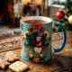Mug lapin de Noël bleu vert