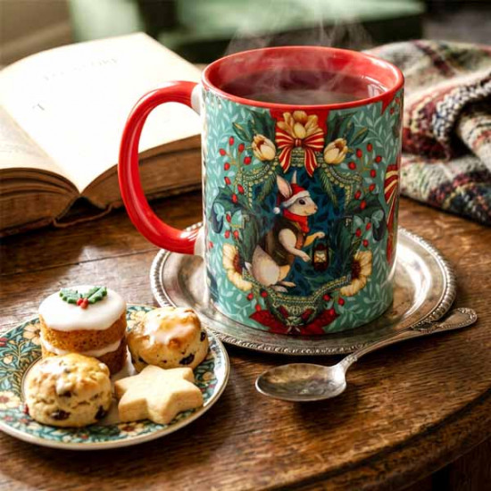 Mug lapin de Noël bleu vert
