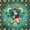 Small velvet tag: rabbit with a gift