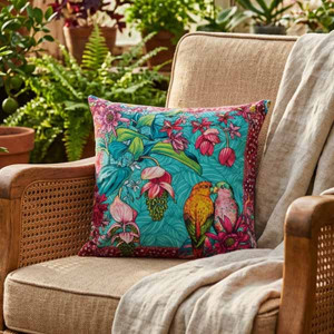 Coussin Volière rouge 45 x 45 cm