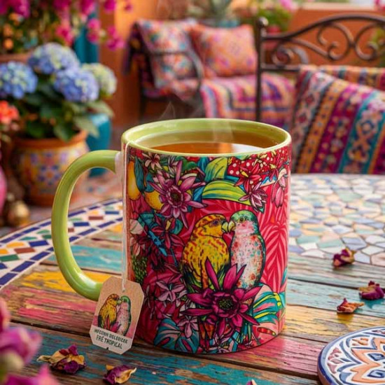 Mug Volière fond rose