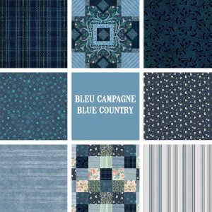 Assortiment mini tissus Bleu Campagne