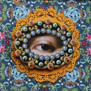 Wooden buttons "Blue beaded eye "