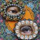 Wooden buttons "Blue beaded eye "