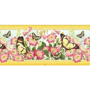Bordure velours Gwenaëlle Trolez Papillon Citron bobine de 8m
