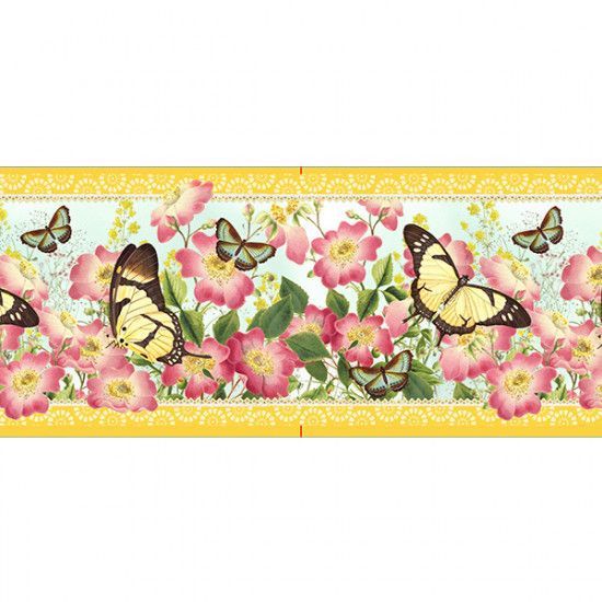 Bordure velours Gwenaëlle Trolez Papillon Citron bobine de 8m