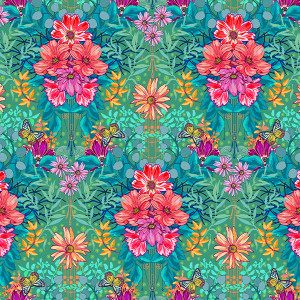 Coton Bio Bouquets Cosmos Vert Turquoise