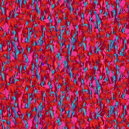 Organic Cotton Iris Field Red