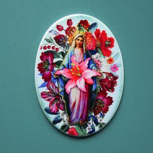 Ex Voto ceramic Virgin of flowers