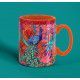 Mug paons orange et paons bleu