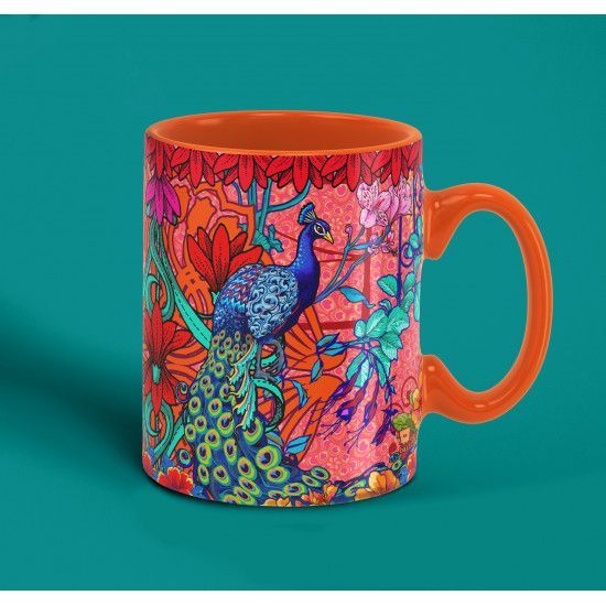 Mug orange Peacock
