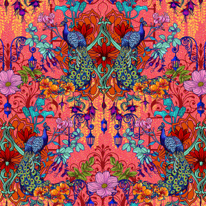 Velvet Peacock Garden Pink -5m roll