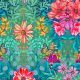 Velours Bouquet Cosmos Vert - rouleau 5m