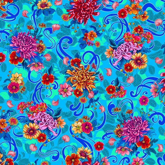 Velours Belle Epoque Bleu - rouleau 5m