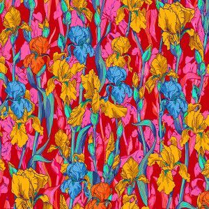VelvetLarge Iris Field Multicolored -5m roll