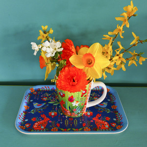 Spring Folk tray and green spring folk Mug 