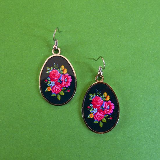 Boucles d'oreilles Bouquet noir