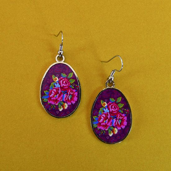 Boucles d'oreilles Bouquet grenat