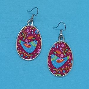 Folk bird earrings