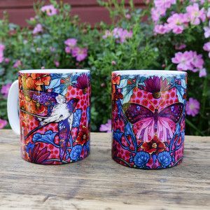 2 Florista mugs, swallows and butterflies