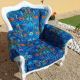 Velours Jardin des Paons Bleu