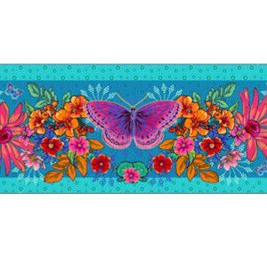 Bordure velours Papillon bleu